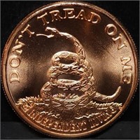 1oz Copper Bullion Gadsden Flag Round BU