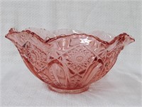 Deep 10 1/2" dia pink glass bowl