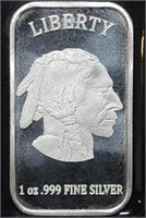 1 Troy Oz .999 Silver Buffalo/Indian Head Bar