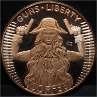 1oz Copper Bullion Firearm Open Carry Round BU