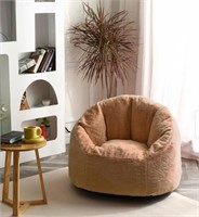 New Large Bean Bag Chair, Soft Faux Fur - Brown