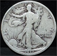 1917-D Walking Liberty Silver Half Dollar