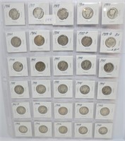 30 Mercury silver dimes, mixed dates