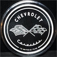 1 Troy Oz .999 Silver Round Chevrolet Corvette