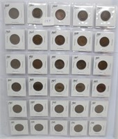 30 Indian head cents, mixed dates