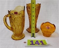 3-pcs of VTG amber Viking glass