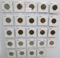24 Indian head cents, mixed dates
