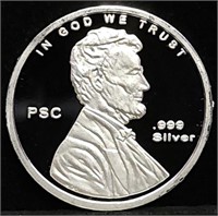 1/10 oz .999 Silver Lincoln Penny Round BU