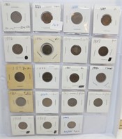 19 Indian head cents, mixed dates