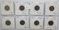 8 Indian head cents, mixed dates