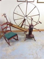 Large Spinning Wheel, Yarn Winder & Cherry Wood -