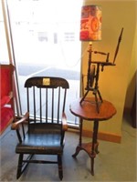 Amish Style Rocking Chair, Mahogany Parlor Table &