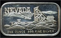 Scarce Nevada Mining 1 Troy Oz .999 Silver Bar