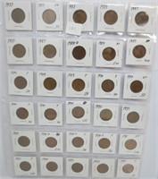 30 Lincoln wheat cents, mixed dates