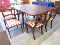 Mahogany Drop Leaf Table w/ (8) Chairs & Pads