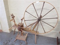 Large Wood Spinning Wheel & Yarn Winder