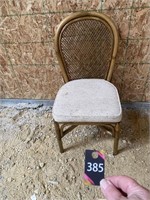 Bamboo Chair with Upholstered Seat & Caned Back