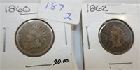 1860 & 1862 Indian head cents
