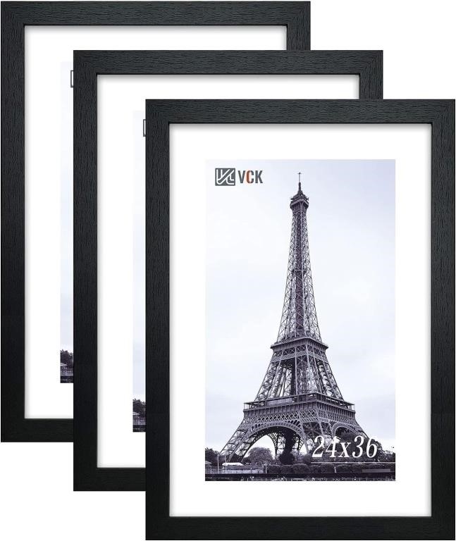 3Pcs 24x36in Solid Wood Black Poster Frame,