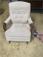 Upholstered Rocking Chair with Swan Neck Wood Arms
