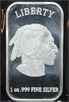 1 Troy Oz .999 Silver Buffalo/Indian Head Bar