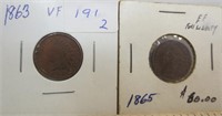 1863 & 1865 Inidan head cents