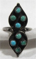 STERLING NAVAJO TURQUOISE RING SIZE 6 * 3 GRAMS