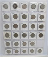 29 "V" nickels, mixed dates