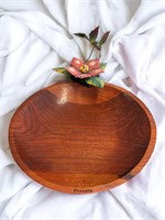 Vintage Wooden Bowl - Hummingbird