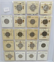 19 Jefferson nickels, mixed dates