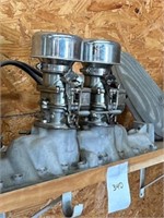 offenhauser twin carburetor intake chrome