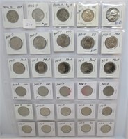 30 Jefferson nickels, mixed dates