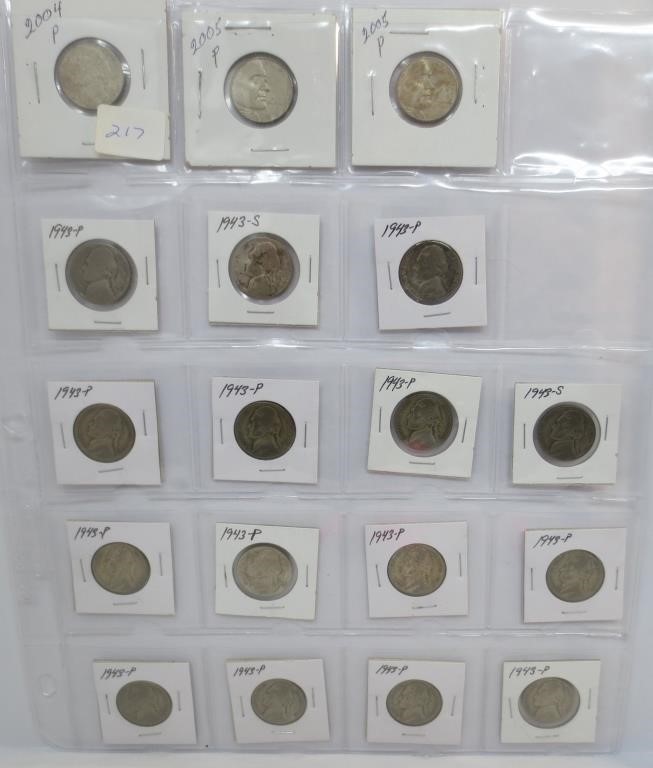 18 nickels, mixed dates