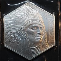 10 Troy Oz .999 Fine Silver Buffalo/Indian Bar