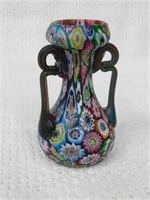 Small Millefiori glass vase, 3 1/4" T
