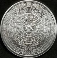 1 Troy Oz .999 Silver Aztec Calendar Round BU