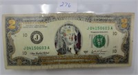 Series of 2003 $2 note with gold overlay