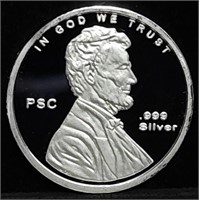 1/10 oz .999 Silver Lincoln Penny Round BU