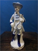 Blue and white Delph style figure 8 inches tall