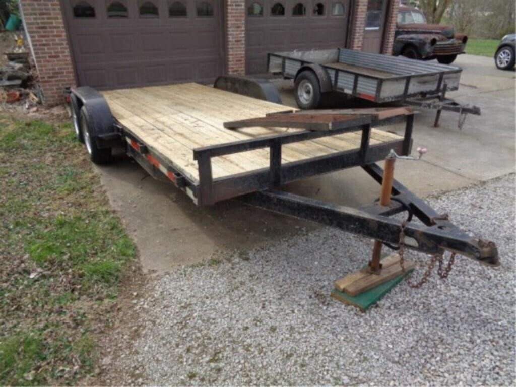 1999 Hog Wild Flat Bed Trailer, Bumper Hitch,