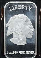 1 Troy Oz .999 Silver Buffalo/Indian Head Bar