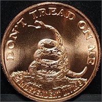 1oz Copper Bullion Gadsden Flag Round BU