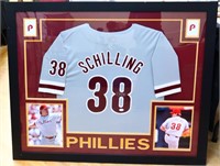 Framed signed Curt Schilling Phillies jersey, COA