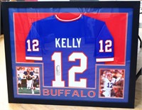 Framed signed Jim Kelly Buffalo jersey w/ COA