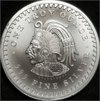 1 Troy Oz .999 Silver Aztec Calendar Round BU