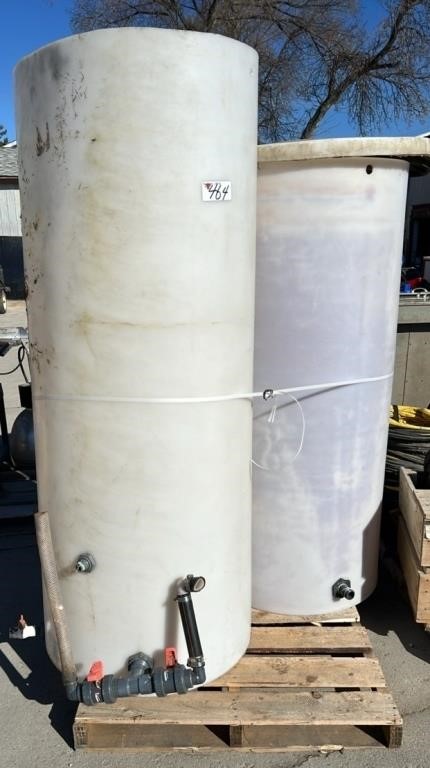 2 Poly Water Holding Tanks w/Lids. Approx. 100