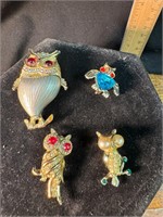 OWL BROOCHES (4)