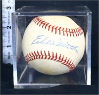 Signed Eddie Matthews baseball w/ COA