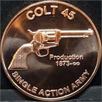 1oz Copper Bullion Colt 45 Round BU