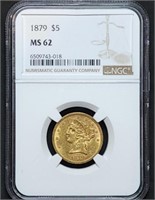 1879 $5 Liberty Gold Half Eagle NGC MS62 Nice